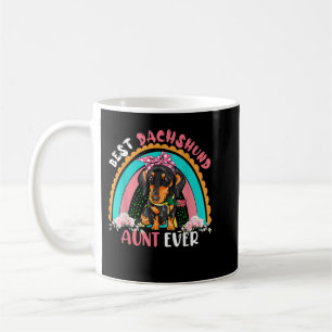 Best Dachshund Aunt Ever Cute Rainbow Flowers Dog Coffee Mug