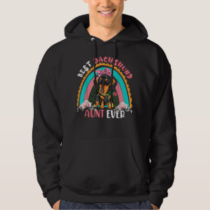 Best Dachshund Aunt Ever Cute Rainbow Flowers Dog Hoodie