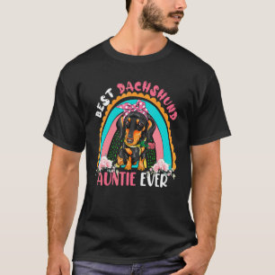 Best Dachshund Auntie Ever Cute Rainbow Flowers Do T-Shirt