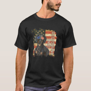 Best Dachshund Dad Ever American Flag 4th Of July T-Shirt