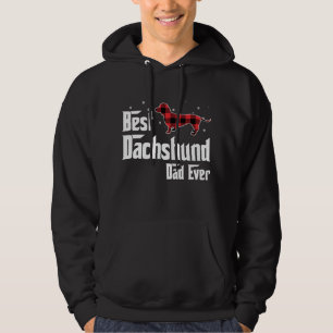 Best Dachshund Dad Ever Red Plaid Christmas For Do Hoodie