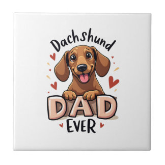Best Dachshund Dad Ever T Shirt Ceramic Tile
