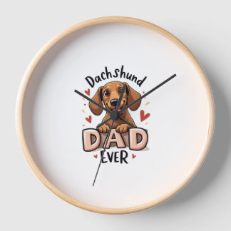Best Dachshund Dad Ever T Shirt Clock