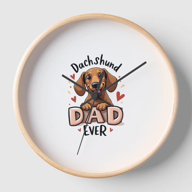 Best Dachshund Dad Ever T Shirt Clock (Front)