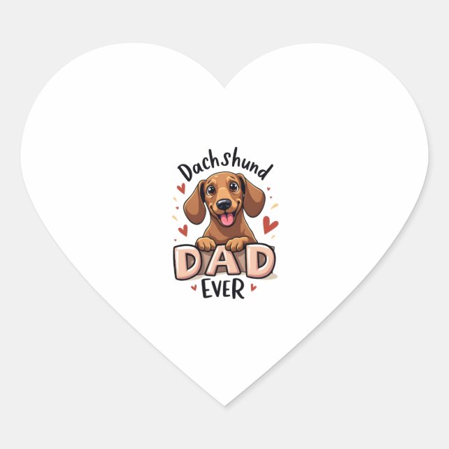 Best Dachshund Dad Ever T Shirt Heart Sticker (Front)