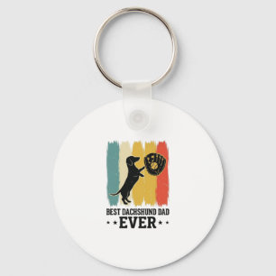 Best Dachshund Dad Ever Vintage Baseball Dog Shirt Key Ring