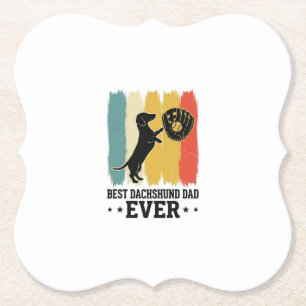 Best Dachshund Dad Ever Vintage Baseball Dog Shirt Paper Coaster