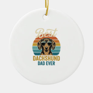 Best Dachshund Dad Ever Vintage Dog Shirt Design_1 Ceramic Ornament