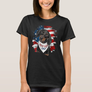 Best Dachshund Dog Dad Cute Usa Flag Happy Father' T-Shirt