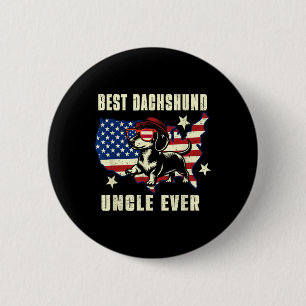Best Dachshund Uncle Ever American Flag 4th Of Jul 6 Cm Round Badge