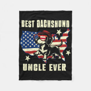 Best Dachshund Uncle Ever American Flag 4th Of Jul Fleece Blanket