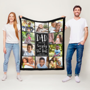 Best Dad 10 Photo Collage Personalised Custom Fleece Blanket