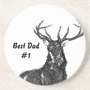 Best Dad #1 Vintage Buck Coasters