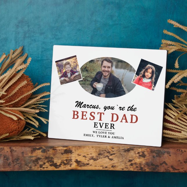 Best Dad 2 Kids Photo Collage Father`s Day Plaque (Side)