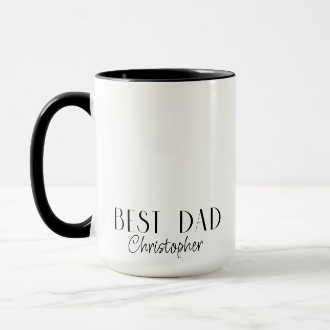 Best Dad 3 Photo Collage Custom Name Mug (Left)