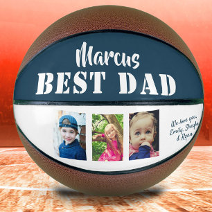 Best Dad 3 Photo Collage Father`s Day Basketball
