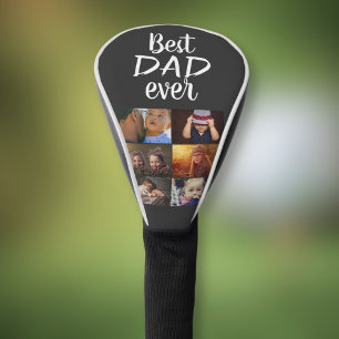 Best Dad 6 Photo Collage Family Photo Grey Golf Head Cover
