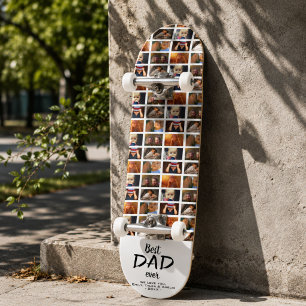 Best Dad 6 Photo Collage Family Photo Pattern  Skateboard