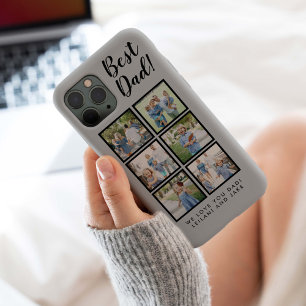 Best Dad! 6 Photo Collage Modern Light Grey iPhone 15 Case