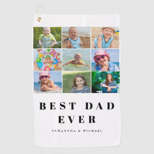 Best Dad 9 Photo Collage Golf Towel