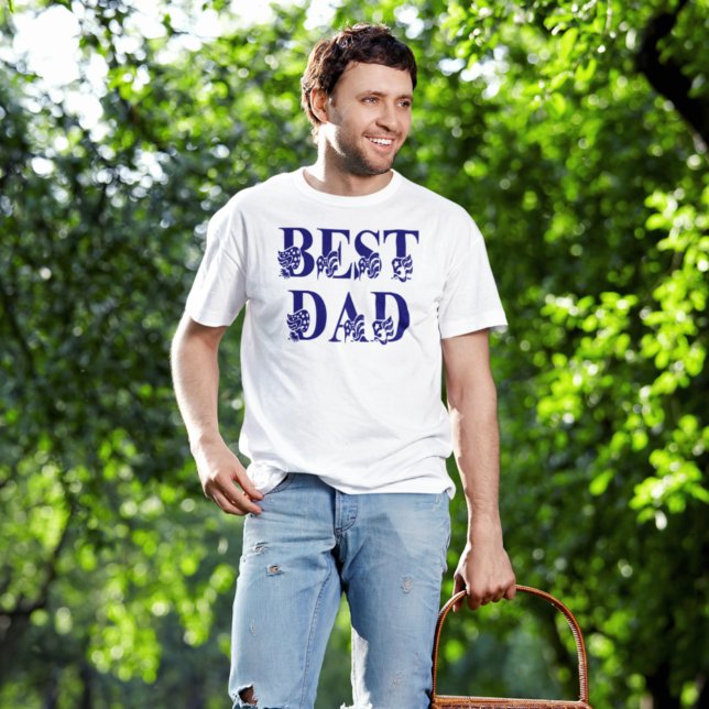 Best Dad American Flag Blue Text T-Shirt (Creator Uploaded)