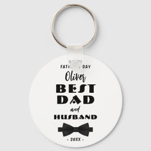 Best Dad and Husband Black Tie Elegant Key Ring