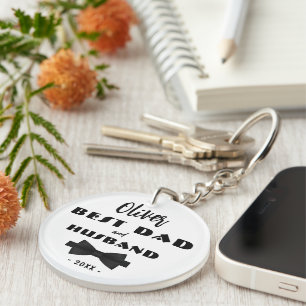 Best Dad and Husband Black Tie Elegant  Key Ring