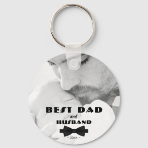 Best Dad and Husband Black Tie Elegant Photo Key Ring