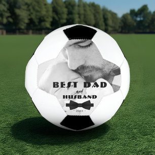 Best Dad and Husband Black Tie Elegant Photo Soccer Ball