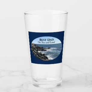 Best Dad Atlantic Ocean Wavy Sea Navy Blue Glass