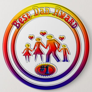 Best Dad Award Rainbow Family Button