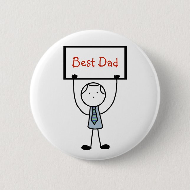 "Best Dad" Badge/Pin/Button 6 Cm Round Badge (Front)