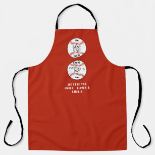 Best Dad Baseball Balls Red Happy Father`s Day Apron