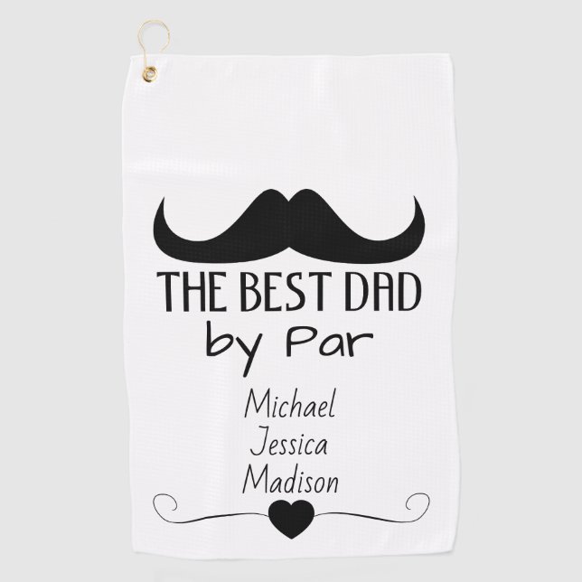 Best Dad Black Moustache Father's Day Custom name Golf Towel (Front)