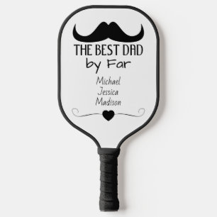 Best Dad Black Moustache Father's Day Custom name Pickleball Paddle