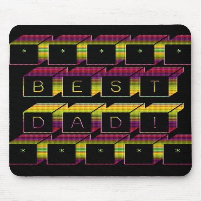 Best Dad Blocks Text Brown & Yellow Mouse Pad (Front)