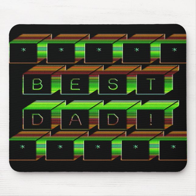 Best Dad Blocks Text Green and Brown Mouse Pad (Front)