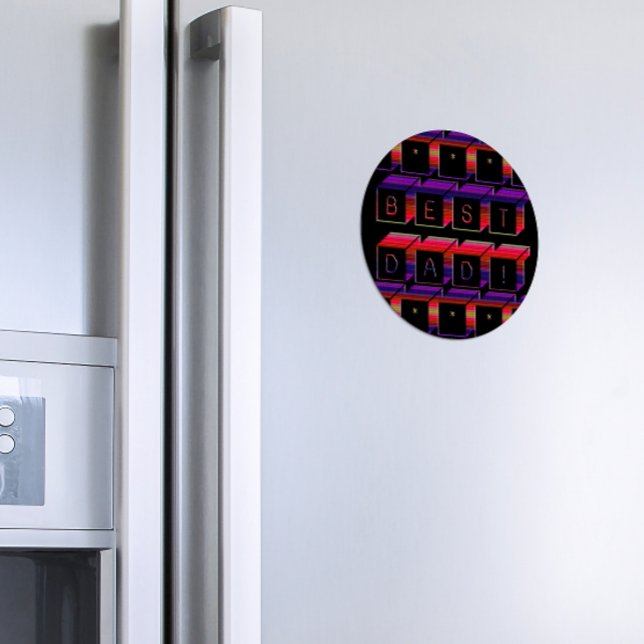 Best Dad Blocks Text Red & Purple Magnet (Creator Uploaded)