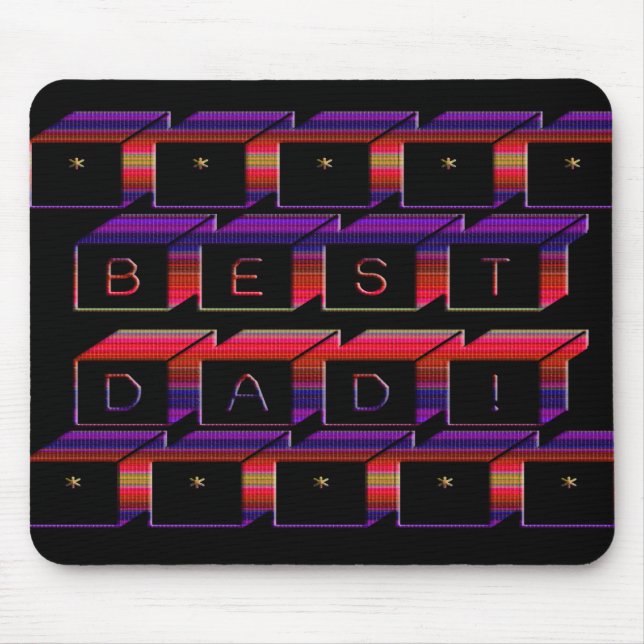 Best Dad Blocks Text Red & Purple Mouse Pad (Front)