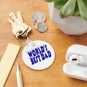 Best Dad blue 3d text Key Ring
