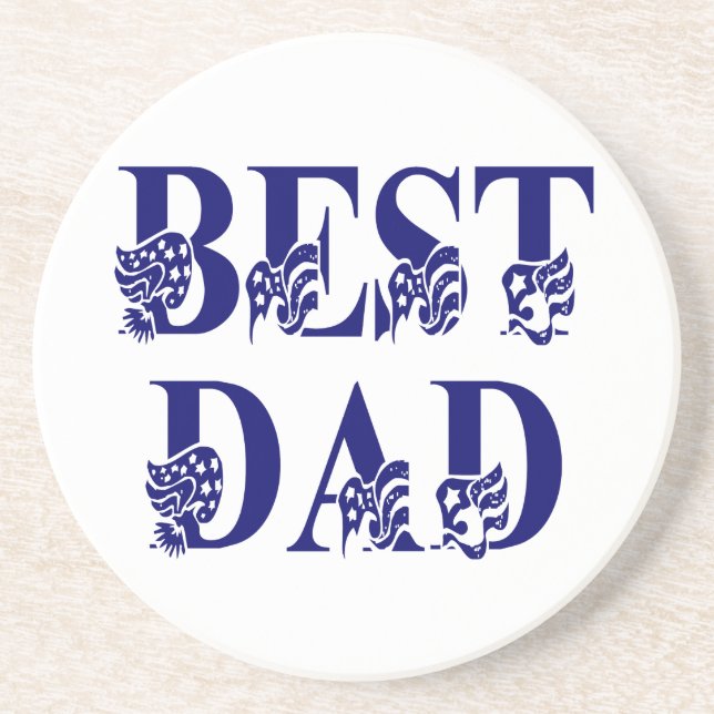 Best Dad Blue Flag Tex Coaster (Front)