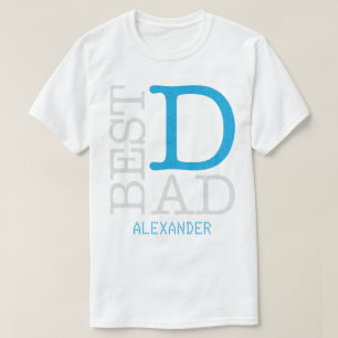 Best Dad Blue Silver Glitter Name Personalized T-Shirt