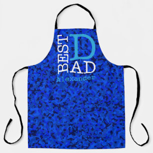 Best Dad Bright Blue Camouflage Name Personalized Apron
