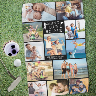 BEST DAD BY PAR 12 Photo Collage Personalised Golf Golf Towel