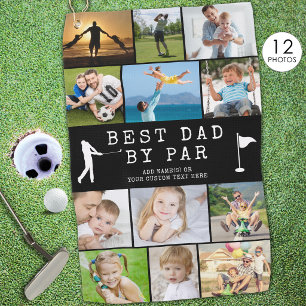 BEST DAD BY PAR 12 Photo Collage Personalised Golf Towel