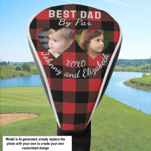 Best Dad By Par 2 Kids Photo Collage Golfer Gift  Golf Head Cover