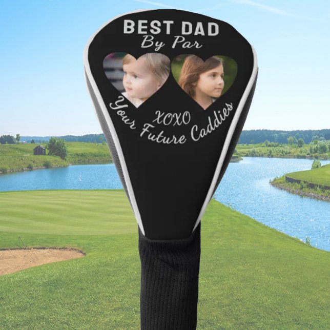 Best Dad By Par 2 Kids Photo Collage Golfer Gift  Golf Head Cover (Creator Uploaded)