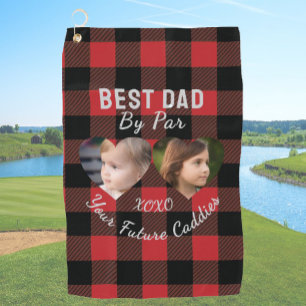 Best Dad By Par 2 Kids Photo Collage Personalised Golf Towel