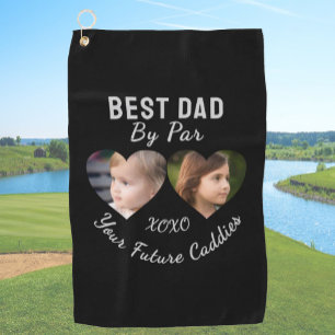 Best Dad By Par 2 Kids Photo Collage Personalised Golf Towel