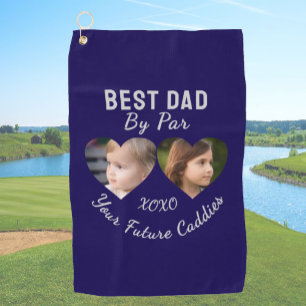 Best Dad By Par 2 Kids Photo Collage Personalised Golf Towel